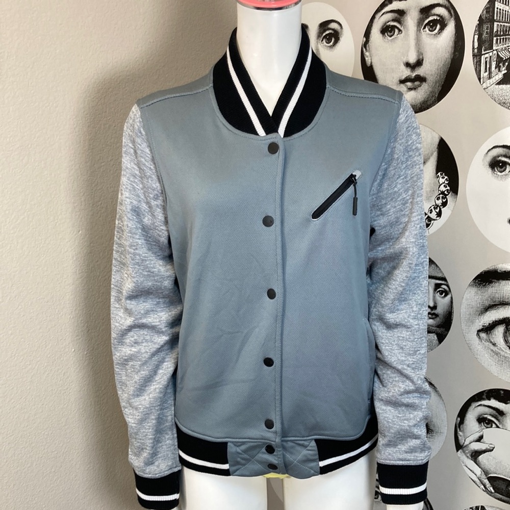 Hurley X Nike Long Sleeve Grey Mixed Materials Baseball Jacket, Sz XL